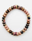 Pink Rhodonite Smooth Rondelle Bracelet with Pink Tourmaline Rondelle, 7.25"