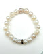 Faceted Mystic White Agate Stretch Bracelet with Sterling Silver Yellow Tourmaline Rondelle, 7.35"