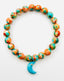Spiny Oyster Turquoise Smooth Ball Bracelet with Turquoise Moon Charm, 7.25"