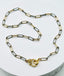18" Rhodium Diamond Cut and Gold Paperclip Chain with Vermeil Diamond Clasp