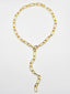 24" 10mm x 15mm Hammered Smooth Gold Vermeil Paperclip Chain with Gold Vermeil Diamond Clasp