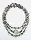 30" Rhodium Hammered Small Oval Chain with Sterling Silver Diamond Clasp