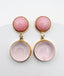 Pink Opal and Rose Quartz Vermeil Bezeled Post Earring, 1.5"