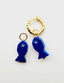 Lapis Hand Cut Fish Earring Charm on Gold Fill, 0.75" H