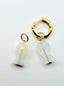 Mother of Pearl Hand Cut Fish Earring Charm on Gold Fill, 0.75" H