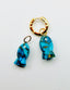 Turquoise Hand Cut Fish Earring Charm on Gold Fill, 0.75" H