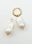 Medium White Baroque Pearl Earring Charm on Gold Vermeil, 1.1"