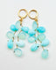 Faceted Blue Opal and Chalcedony Teardrop Earring on Gold Vermeil Huggie, 2"