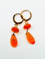 Faceted Carnelian Teardrop and Rondelle Earring on Gold Vermeil Huggie, 1.5"
