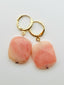 Flat Faceted Pink Opal on Gold Filled Huggie, 1.25"