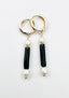 Black Tube Coral and Freshwater Pearl with Gold Fill Huggie