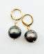 Faceted Tahitian Pearl Earring on Gold Vermeil Huggie, 1.125"