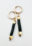Black Tube Shaped Coral and Gold Fill Faceted Bead with Gold Fill Huggie