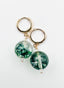 Smooth Forest Green Phantom Quartz Ball Earring on Gold Fill Huggie