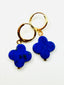 Lapis Clover on Gold Vermeil Huggie, 1.25"