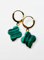 Malachite Clover on Gold Vermeil Huggie, 1.25"