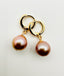 Mauve Pink Edison Freshwater Pearl Gold Fill Huggie Leverback Earrings 1.75"