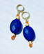 Oval Lapis and Carnelian Earring on Gold Filled Huggie