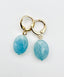 Hand-Cut Faceted Oval Shaped Aquamarine Earring on Gold Fill Huggie, 1.25"