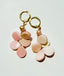 Pink Freshwater Pearl and Pink Mother of Pearl Teardrop on Gold Huggie