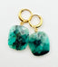 Flat Faceted Raw Emerald Earring on Gold Vermeil Huggie, 1.5"