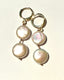 Double White Coin Pearl Earring on Gold Filled Huggie