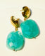 Flat Faceted Amazonite Earring with Gold Hammered Top