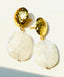 Flat Faceted Moonstone Earring with Gold Hammered Top