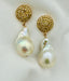 Large Baroque Pearl and Diamond Earring withGold Vermeil