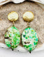 Oval Lemon Chrysoprase Earring on Vermeil Large Hammered Post Top