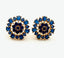 Faceted Blue Sapphire Gold Fill Flower Shaped Post Earrings, .75"