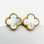 Mother of Pearl Clover Vermeil Post Earring, .75"