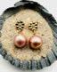 Mauve Pink Edison Freshwater Pearl Gold Fill Small Flower Shiny Post Earring 1.75"