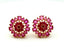 Faceted Natural Ruby Gold Fill Flower Shaped Post Earrings, .75"
