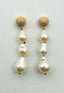Small Medium Baroque Gold Faceted Textured Post Earring 2"