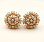 White Freshwater Pearl Gold Fill Flower Shaped Post Earrings, .75"