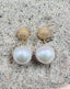 10mm Akoya Pearl Earring on a Textured Vermeil Post Top, 1"