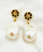 Medium White Baroque Pearl Earring on a  Daisy Shaped Gold Fill Post Earring, 1.25"