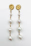 Petite Baroque Freshwater Pearl Gold Fill Wire Wrap Sunflower Post Earring, 2.25"