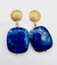 Faceted Lapis Earring on Vermeil Textured Earring Post, 1.5" H