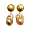 Medium Natural Baroque Pearl Earring on Vermeil Textured Post Earring Top, 1.5"
