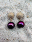 Round Plum Freshwater Pearl Earring on a Textured Vermeil Post, 1"