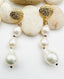 White Small and Medium Baroque Pearl Earring on Vermeil Textured Post,  1.75"H