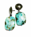 Larimar Earring with Rhodium Hammered Top