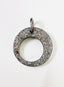XL Pave Sterling Silver Circular Charm Holder