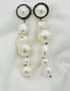 Pearl Diamond Post Earring with Baroque and Round Pearl Asymetric Mix Dangle Drop and Sterling Silver