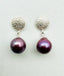 Violet Baroque Pearl Earring with Textured Sterling Silver Post 1"