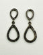 Pave Diamond Double Teardrop Post Earring Rhodium Sterling Silver 1.75"