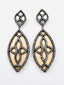 Light Wood ￼Sterling Silver and Diamond Marquise Shaped 14K Yg Post Earring, 2.25"