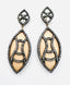Light Wood ￼Sterling Silver and Diamond Marquise Shaped 14K Yg Post Earring, 2.25"